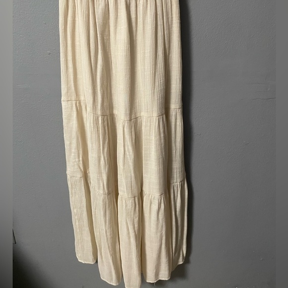 Love Tree Smocked Bodice Midi Dress in Beige. Size Small - Picture 6 of 8